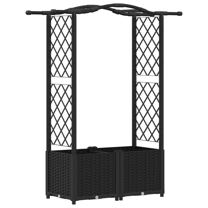 Pat Ridicat cu Trellis și Acoperiș Negru 125 x 40 x 138 cm PP WALTI