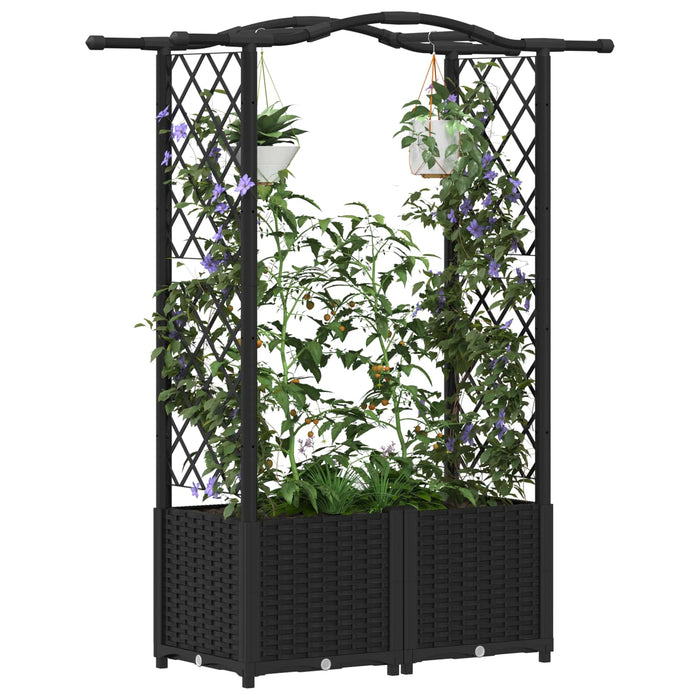 Pat Ridicat cu Trellis și Acoperiș Negru 125 x 40 x 138 cm PP WALTI