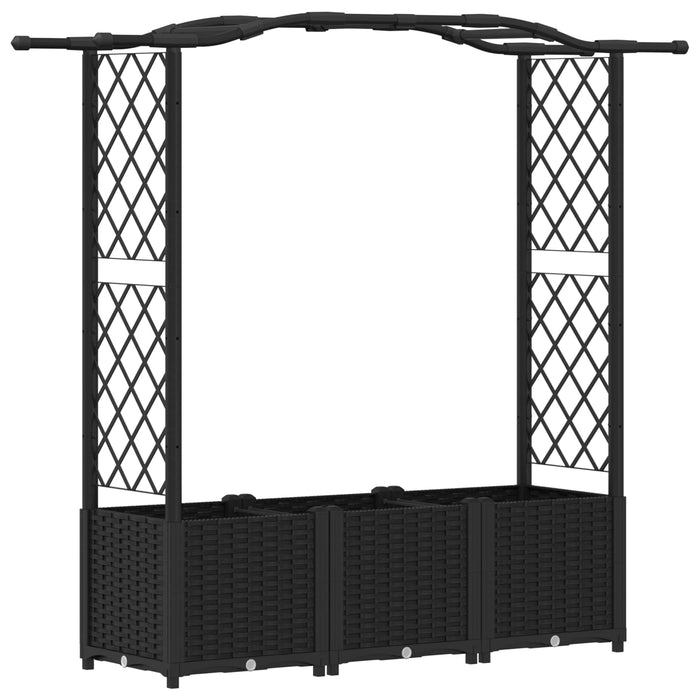 Pat Ridicat cu Trellis și Acoperiș Negru 164 x 40 x 142 cm PP WALTI