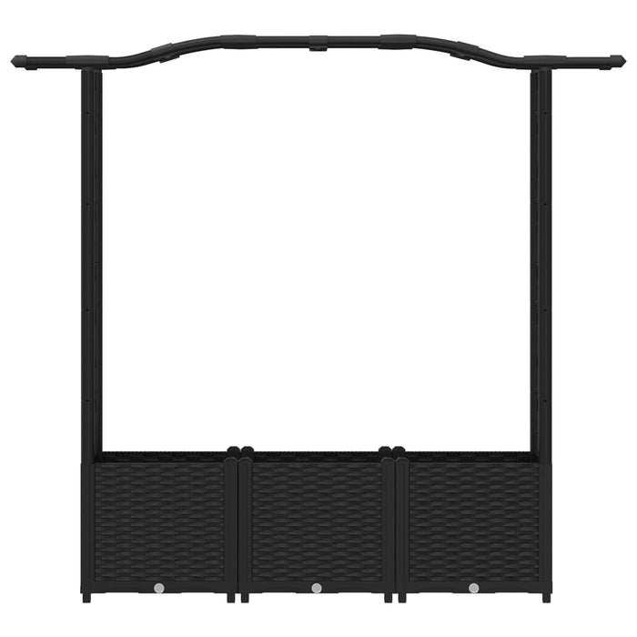 Pat Ridicat cu Trellis și Acoperiș Negru 164 x 40 x 142 cm PP WALTI
