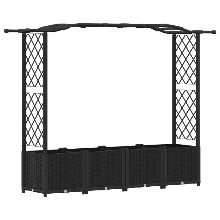 Pat Ridicat cu Trellis și Acoperiș Negru 204 x 40 x 141 cm PP WALTI