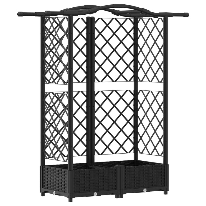 Pat Ridicat cu Trellis și Acoperiș Negru 124 x 40 x 126 cm PP WALTI