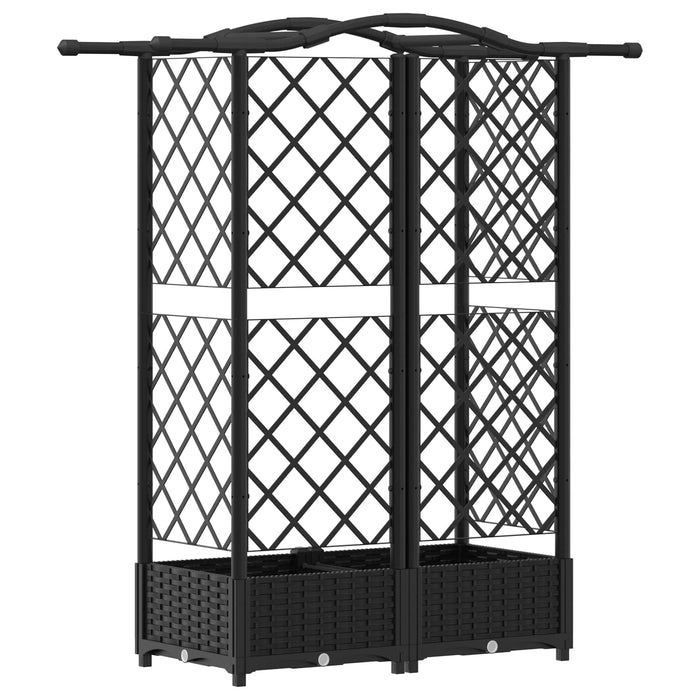 Pat Ridicat cu Trellis și Acoperiș Negru 124 x 40 x 126 cm PP WALTI