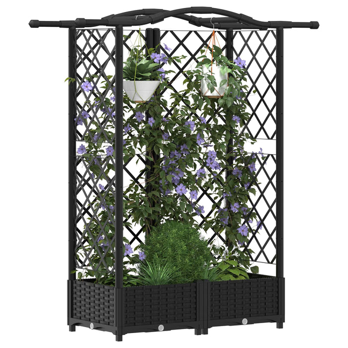 Pat Ridicat cu Trellis și Acoperiș Negru 124 x 40 x 126 cm PP WALTI