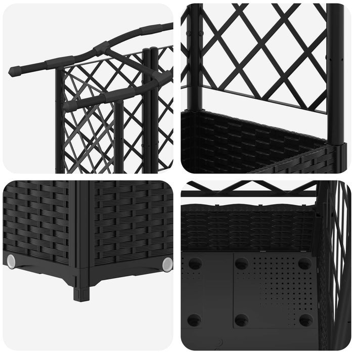 Pat Ridicat cu Trellis și Acoperiș Negru 163 x 40 x 126 cm PP WALTI