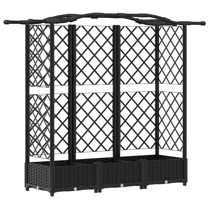 Pat Ridicat cu Trellis și Acoperiș Negru 163 x 40 x 126 cm PP WALTI