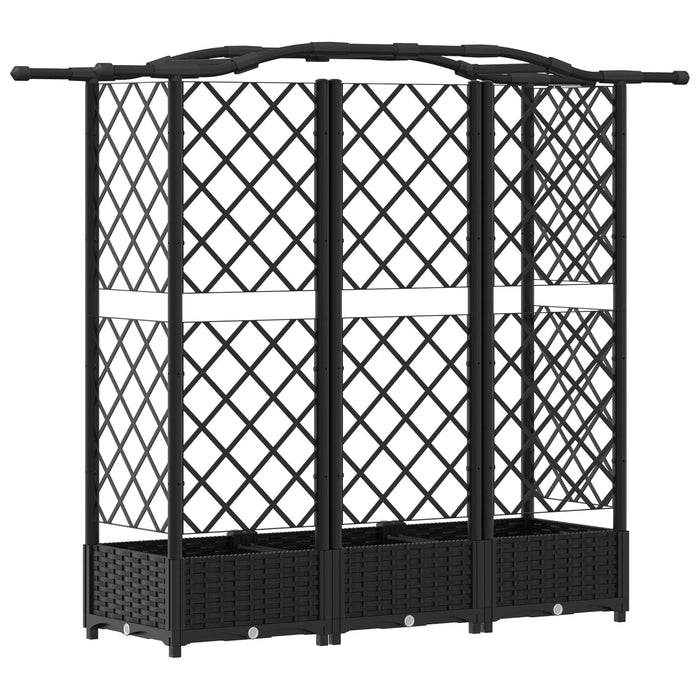 Pat Ridicat cu Trellis și Acoperiș Negru 163 x 40 x 126 cm PP WALTI