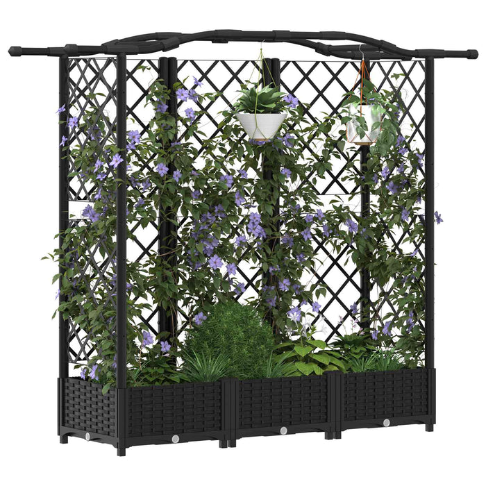 Pat Ridicat cu Trellis și Acoperiș Negru 163 x 40 x 126 cm PP WALTI