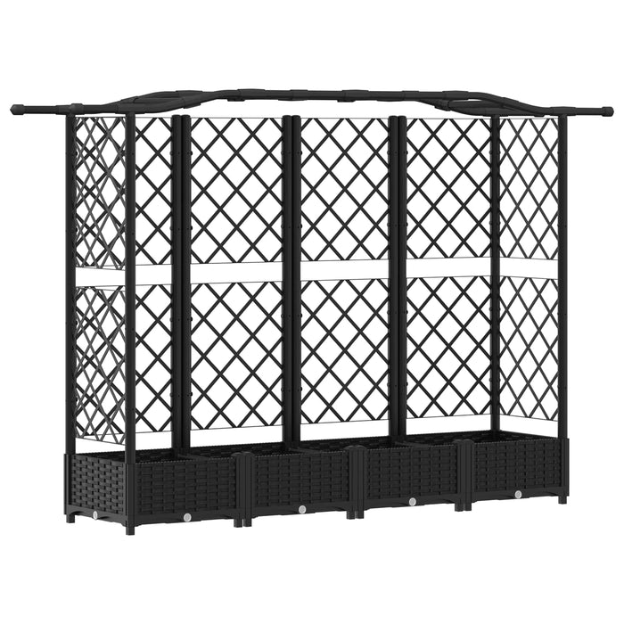 Pat Ridicat cu Trellis și Acoperiș Negru 203,5 x 40 x 125 cm PP WALTI