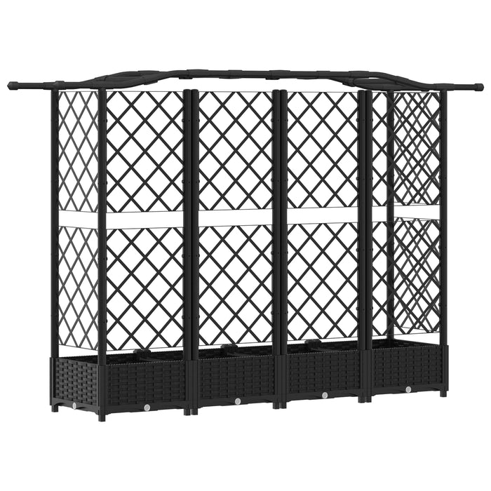 Pat Ridicat cu Trellis și Acoperiș Negru 203,5 x 40 x 125 cm PP WALTI