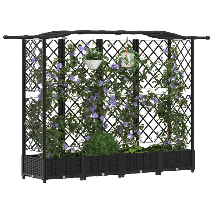 Pat Ridicat cu Trellis și Acoperiș Negru 203,5 x 40 x 125 cm PP WALTI