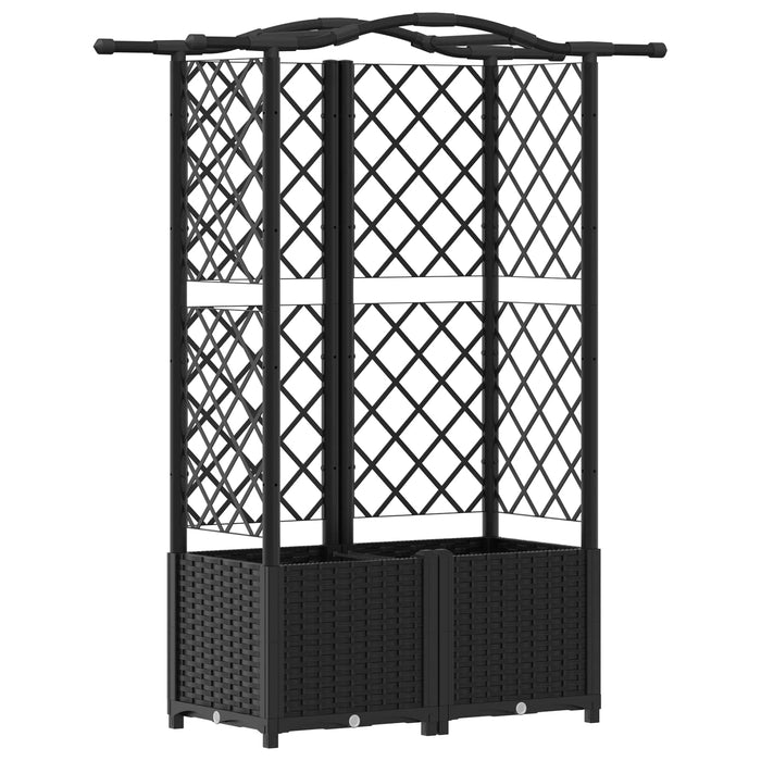 Pat Ridicat cu Trellis și Acoperiș Negru 122 x 40 x 141 cm PP WALTI