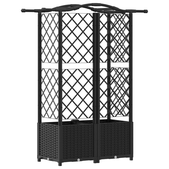 Pat Ridicat cu Trellis și Acoperiș Negru 122 x 40 x 141 cm PP WALTI