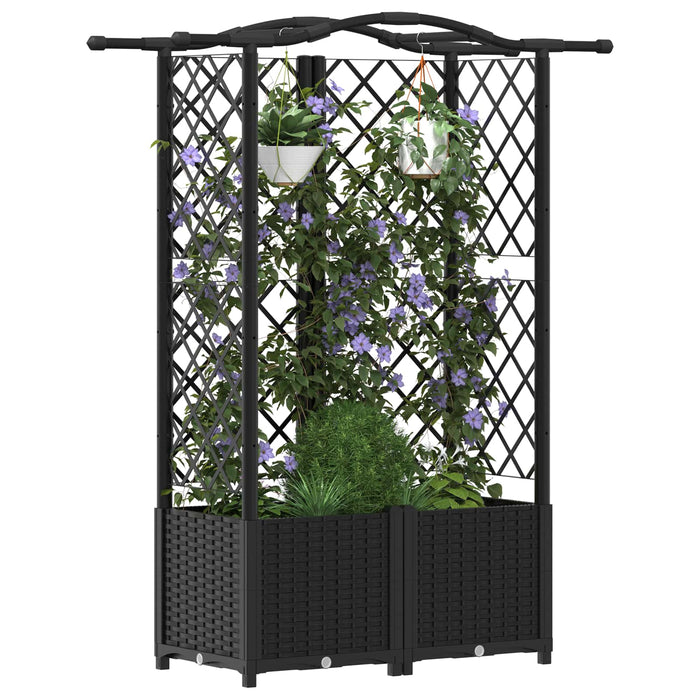 Pat Ridicat cu Trellis și Acoperiș Negru 122 x 40 x 141 cm PP WALTI