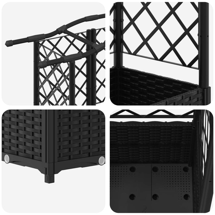 Pat Ridicat cu Trellis și Acoperiș Negru 163 x 40 x 141 cm PP WALTI