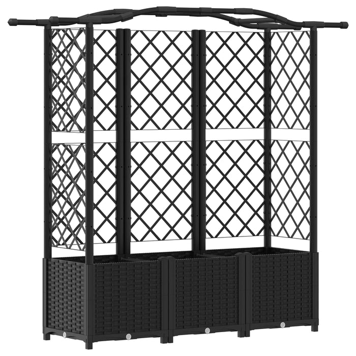 Pat Ridicat cu Trellis și Acoperiș Negru 163 x 40 x 141 cm PP WALTI