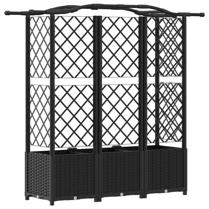 Pat Ridicat cu Trellis și Acoperiș Negru 163 x 40 x 141 cm PP WALTI