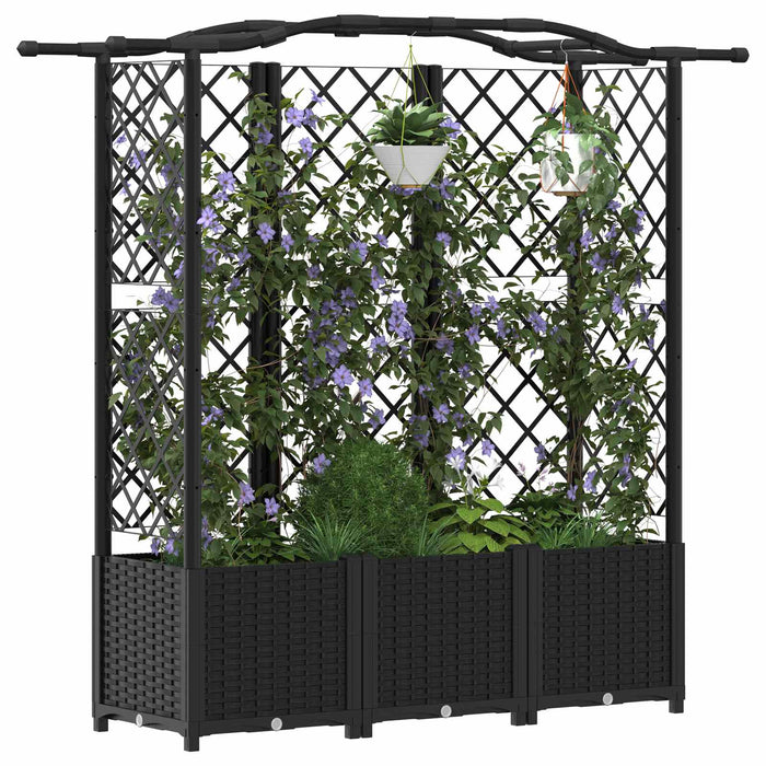 Pat Ridicat cu Trellis și Acoperiș Negru 163 x 40 x 141 cm PP WALTI