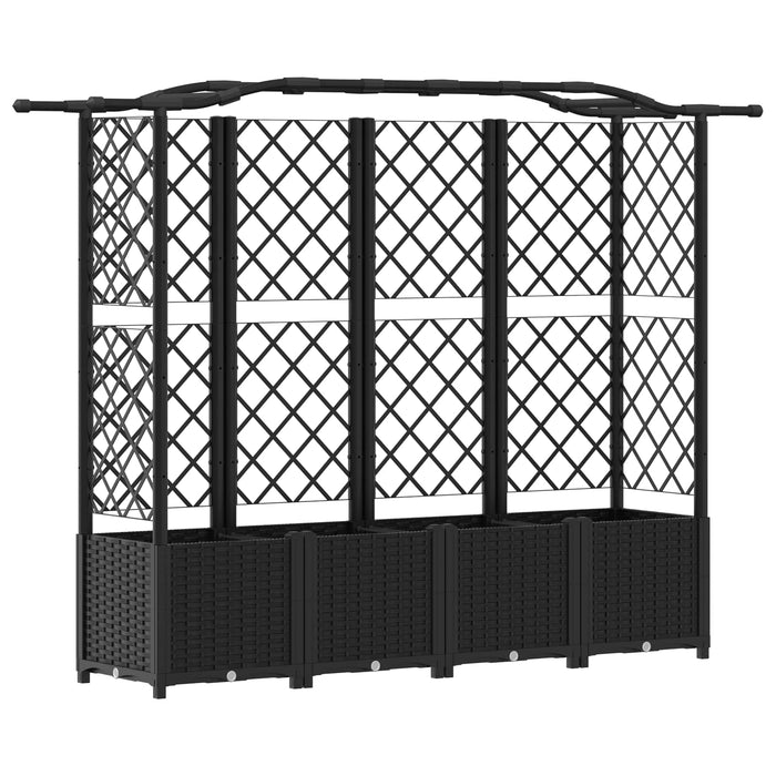 Pat Ridicat cu Trellis și Acoperiș Negru 204 x 40 x 141 cm PP WALTI