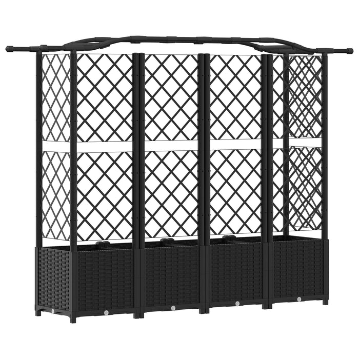 Pat Ridicat cu Trellis și Acoperiș Negru 204 x 40 x 141 cm PP WALTI