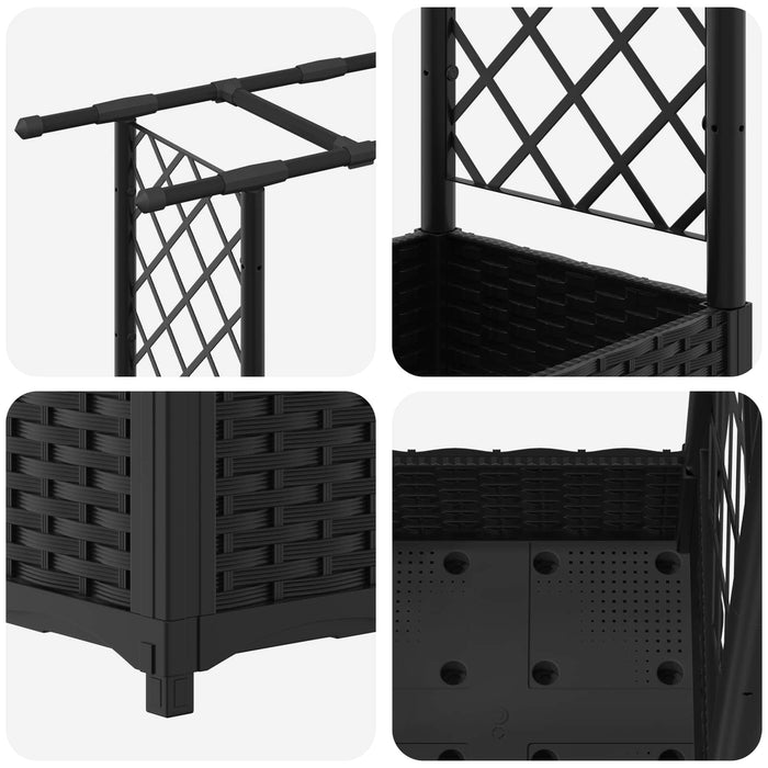 Pat Ridicat cu Trellis și Acoperiș Negru 122,5 x 40 x 123 cm PP WALTI