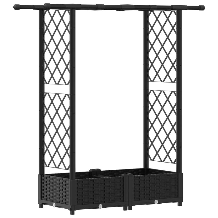 Pat Ridicat cu Trellis și Acoperiș Negru 122,5 x 40 x 123 cm PP WALTI