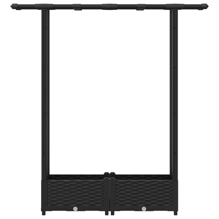 Pat Ridicat cu Trellis și Acoperiș Negru 122,5 x 40 x 123 cm PP WALTI