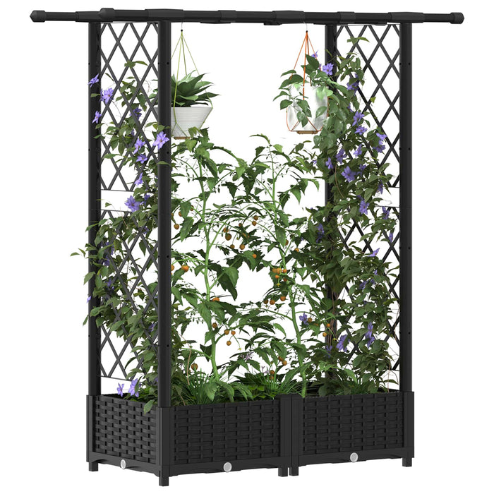 Pat Ridicat cu Trellis și Acoperiș Negru 122,5 x 40 x 123 cm PP WALTI