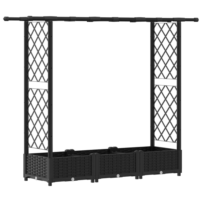 Pat Ridicat cu Trellis și Acoperiș Negru 164 x 40 x 123 cm PP WALTI