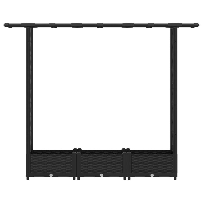 Pat Ridicat cu Trellis și Acoperiș Negru 164 x 40 x 123 cm PP WALTI