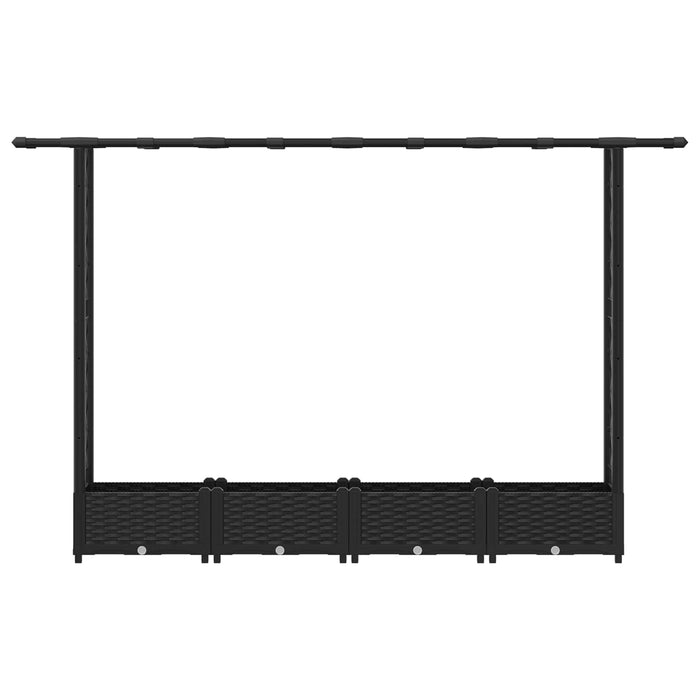 Pat Ridicat cu Trellis și Acoperiș Negru 203 x 40 x 123 cm PP WALTI