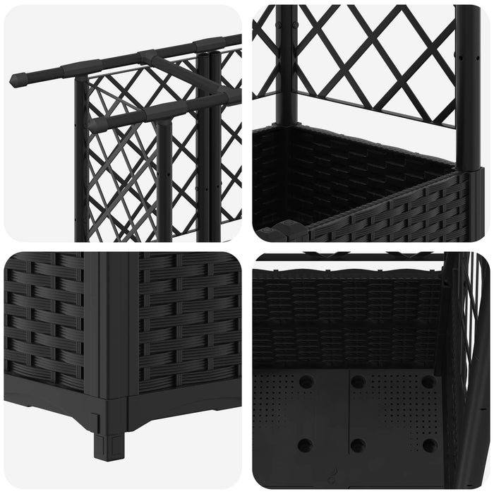 Pat Ridicat cu Trellis și Acoperiș Negru 124,5 x 40 x 138 cm PP WALTI