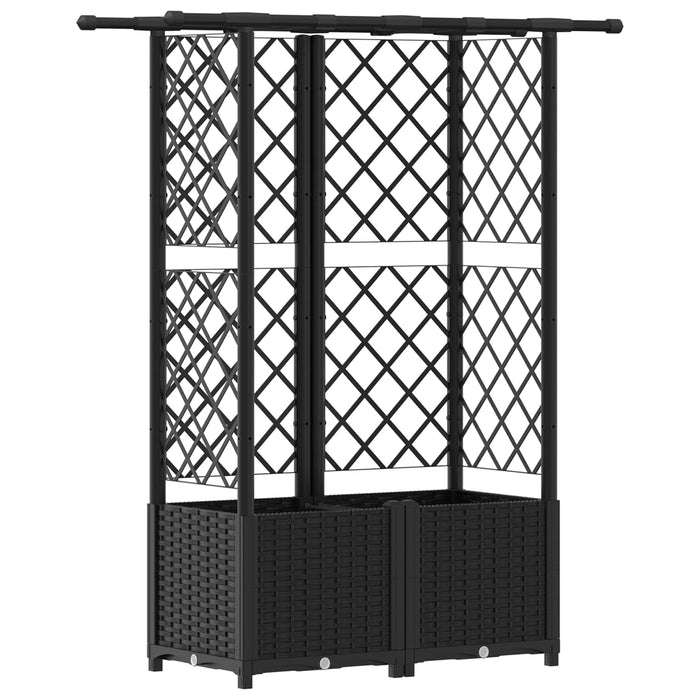 Pat Ridicat cu Trellis și Acoperiș Negru 124,5 x 40 x 138 cm PP WALTI