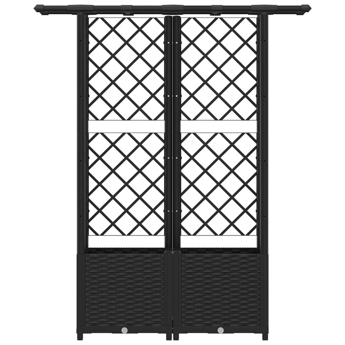 Pat Ridicat cu Trellis și Acoperiș Negru 124,5 x 40 x 138 cm PP WALTI