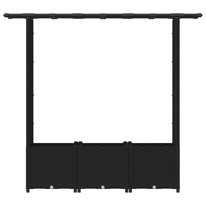 Pat Ridicat cu Trellis și Acoperiș Negru 162,5 x 40 x 138 cm PP WALTI