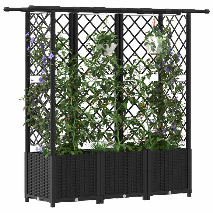 Pat Ridicat cu Trellis și Acoperiș Negru 162,5 x 40 x 138 cm PP WALTI