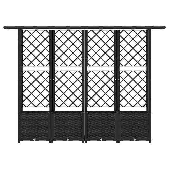 Pat Ridicat cu Trellis și Acoperiș Negru 203 x 40 x 138 cm PP WALTI