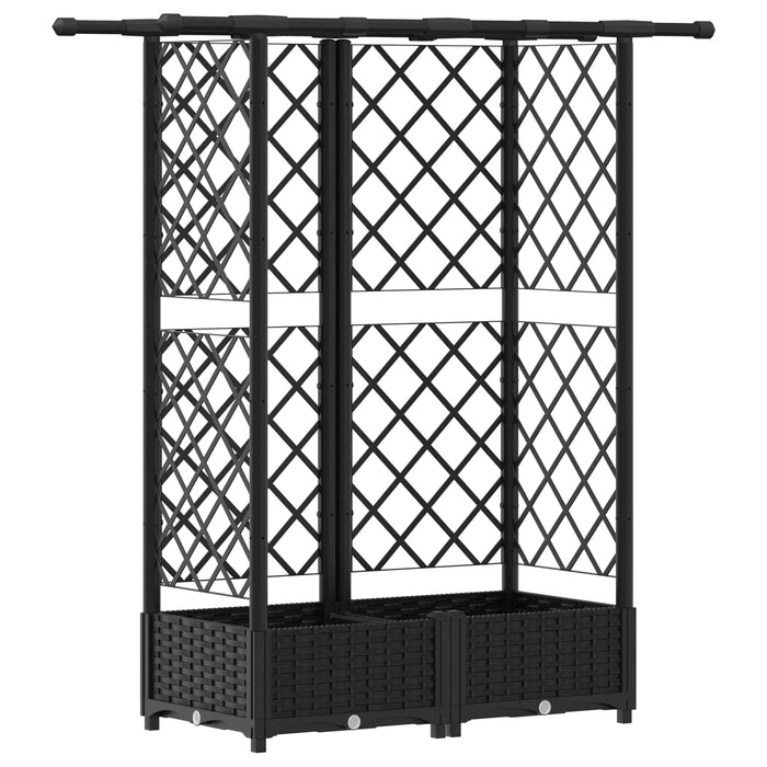 Pat Ridicat cu Trellis și Acoperiș Negru 124 x 40 x 123 cm PP WALTI