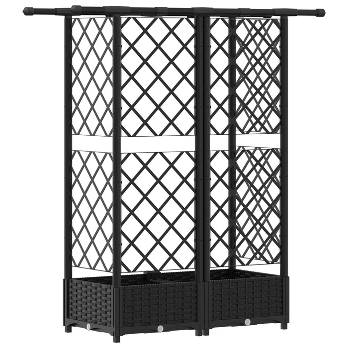 Pat Ridicat cu Trellis și Acoperiș Negru 124 x 40 x 123 cm PP WALTI