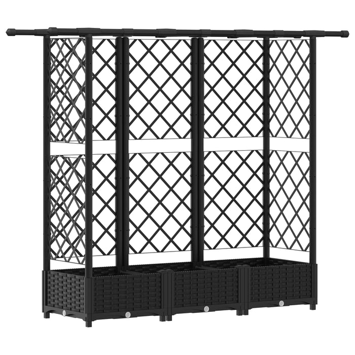 Pat Ridicat cu Trellis și Acoperiș Negru 164 x 40 x 123 cm PP WALTI
