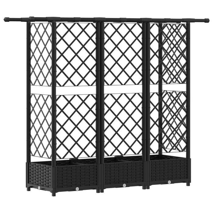 Pat Ridicat cu Trellis și Acoperiș Negru 164 x 40 x 123 cm PP WALTI