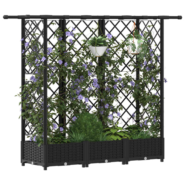 Pat Ridicat cu Trellis și Acoperiș Negru 164 x 40 x 123 cm PP WALTI