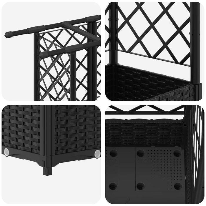 Pat Ridicat cu Trellis și Acoperiș Negru 202,5 x 40 x 123 cm PP WALTI
