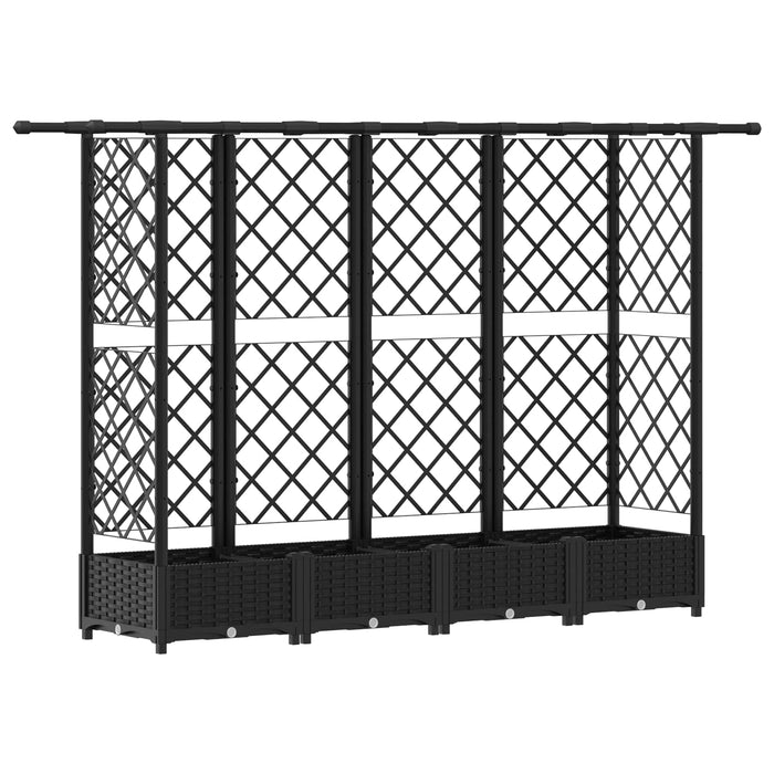 Pat Ridicat cu Trellis și Acoperiș Negru 202,5 x 40 x 123 cm PP WALTI
