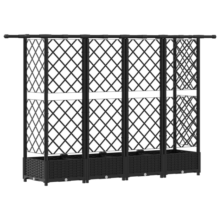 Pat Ridicat cu Trellis și Acoperiș Negru 202,5 x 40 x 123 cm PP WALTI