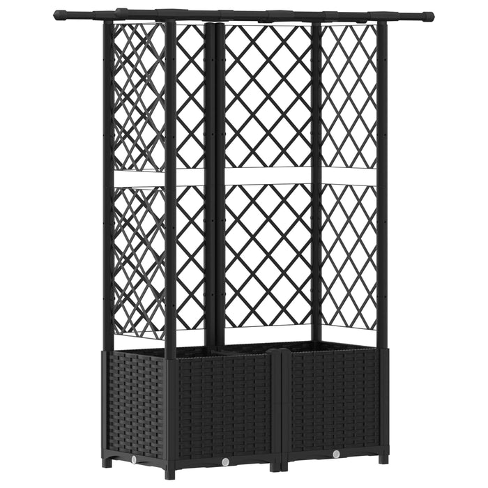 Pat Ridicat cu Trellis și Acoperiș Negru 124 x 40 x 138 cm PP WALTI