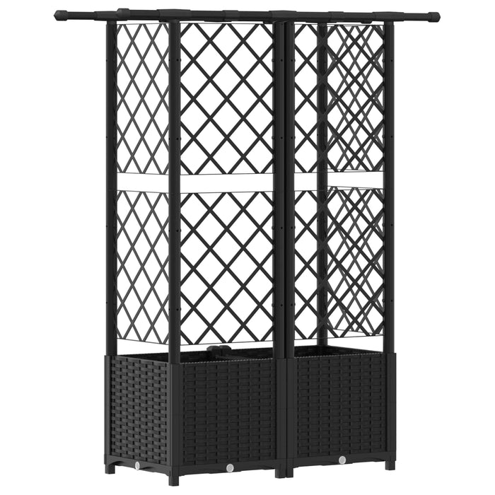 Pat Ridicat cu Trellis și Acoperiș Negru 124 x 40 x 138 cm PP WALTI