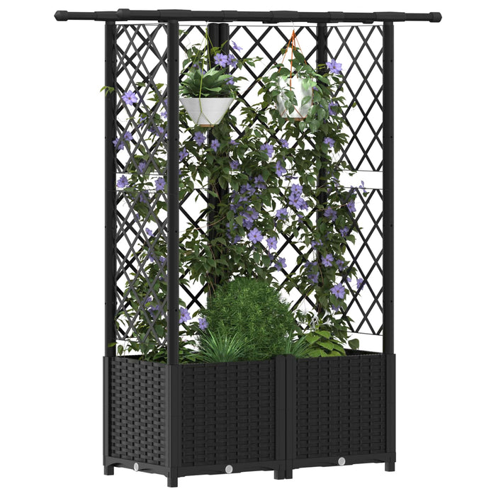 Pat Ridicat cu Trellis și Acoperiș Negru 124 x 40 x 138 cm PP WALTI