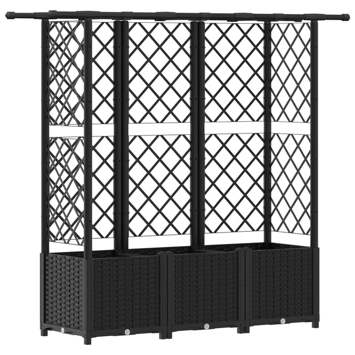 Pat Ridicat cu Trellis și Acoperiș Negru 163,5 x 40 x 138 cm PP WALTI