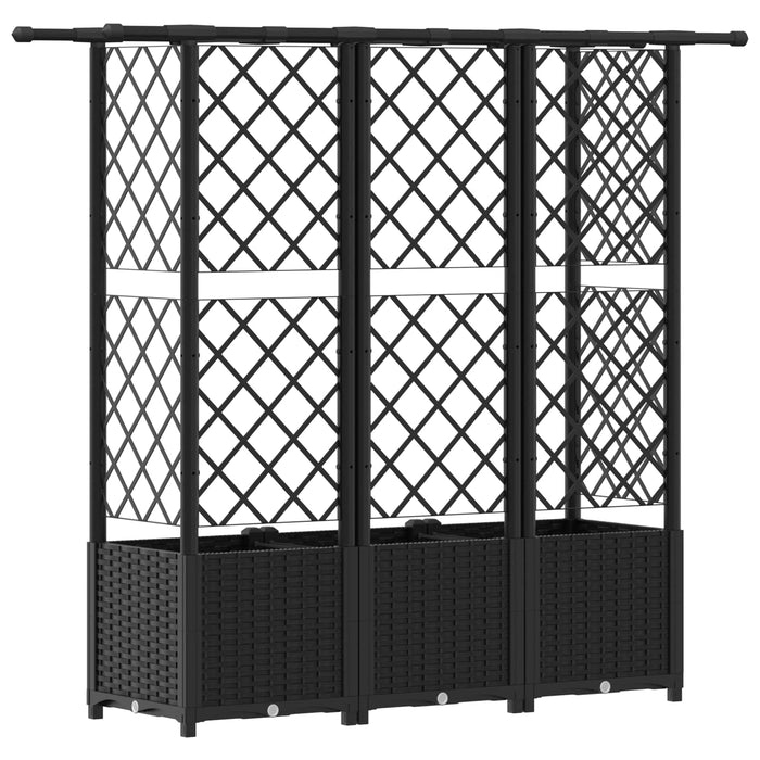 Pat Ridicat cu Trellis și Acoperiș Negru 163,5 x 40 x 138 cm PP WALTI